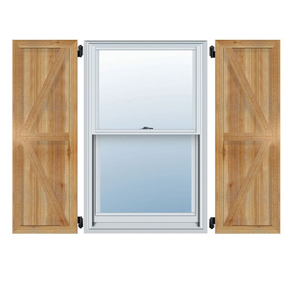 Ekena Millwork Framed Board-n-Batten Shutters w/Z-Bar, Rough Sawn Western Red Cedar, 32 1/4W x 44H, PR RBF06Z32X044RWR - main